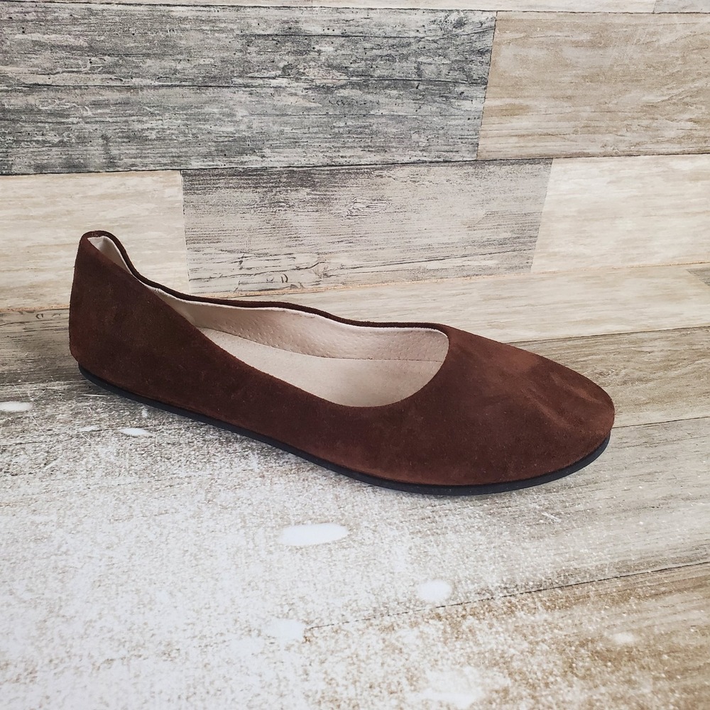 French Sole Sloop Womens Ballet Flats Sz 10.5 Chocolate Brown Suede Slip On